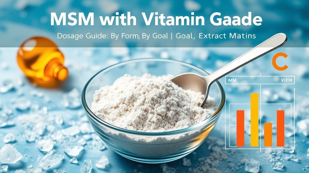 MSM and vitamin C powder supplements in a bowl with a measuring spoon